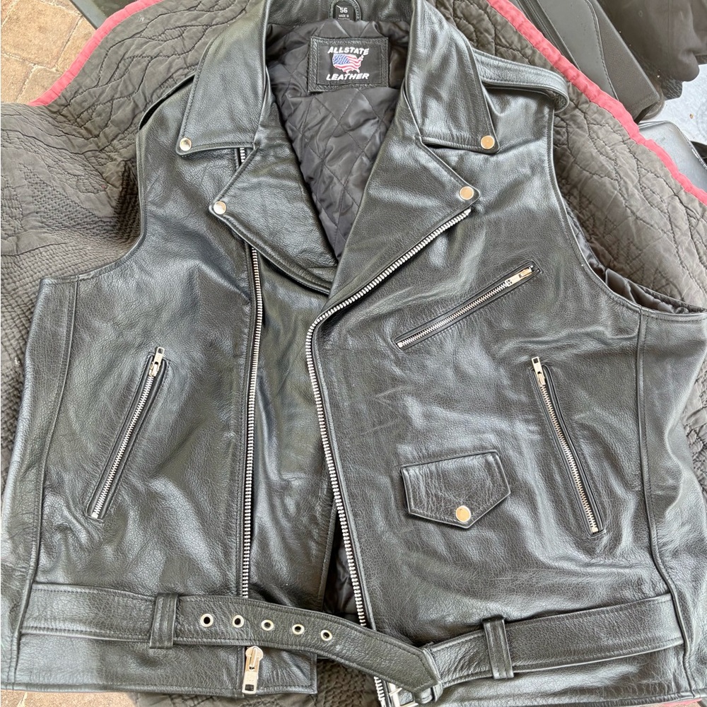 STATE sleeveless Leather Motorcycle Vest
